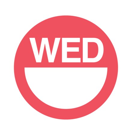 Nevs DaySpots - Wednesday 3" circle White w/Red DDOT-W3